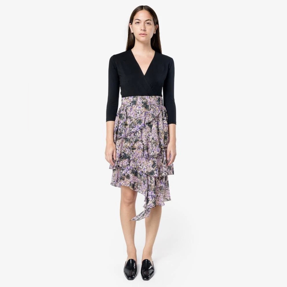 Isabel Marant Etoile Jeezon Cascading Ruffles Asymmetrical Floral Skirt Size 36
